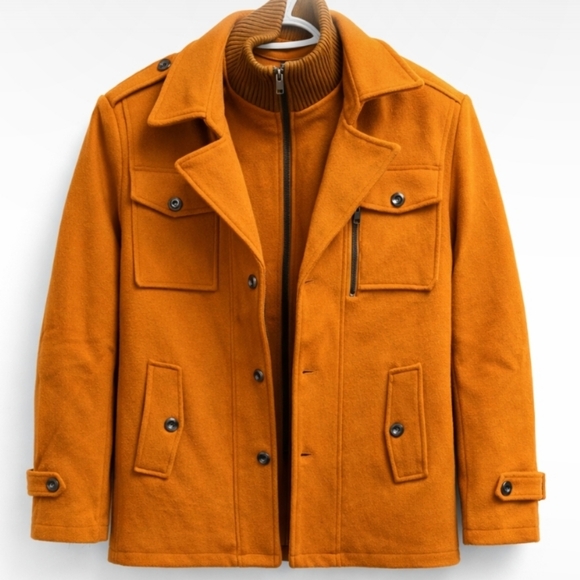 Lars Amadeus | Wool Mid Length Overcoat - Picture 3 of 7